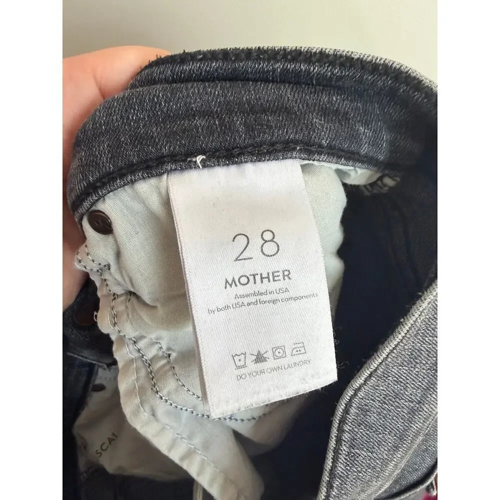 Mother High Waisted Rascal Ankle Step Fray Distressed Jeans Night Garden Size 28